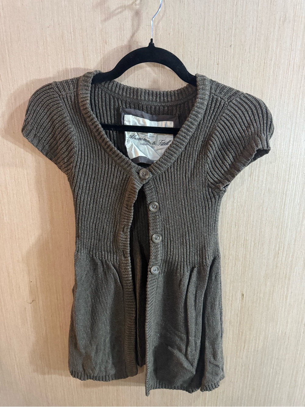 Women’s Vintage Abercrombie & Fitch  Grey Button-Front Short Sleeve Cardigan M